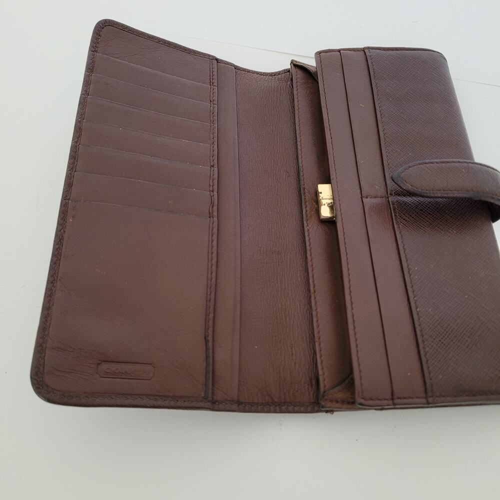 Coach Gramercy Vintage Wallet Brown Bifold Leather Long Made In Italy Large - Picture 3 of 16